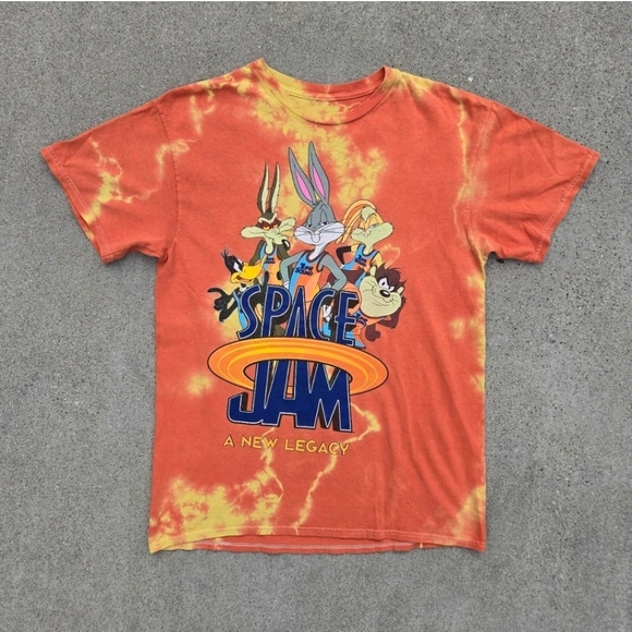 LooneyTunes Mens size M Orange Bleach Spacejam VTG tshirt - Picture 2 of 4